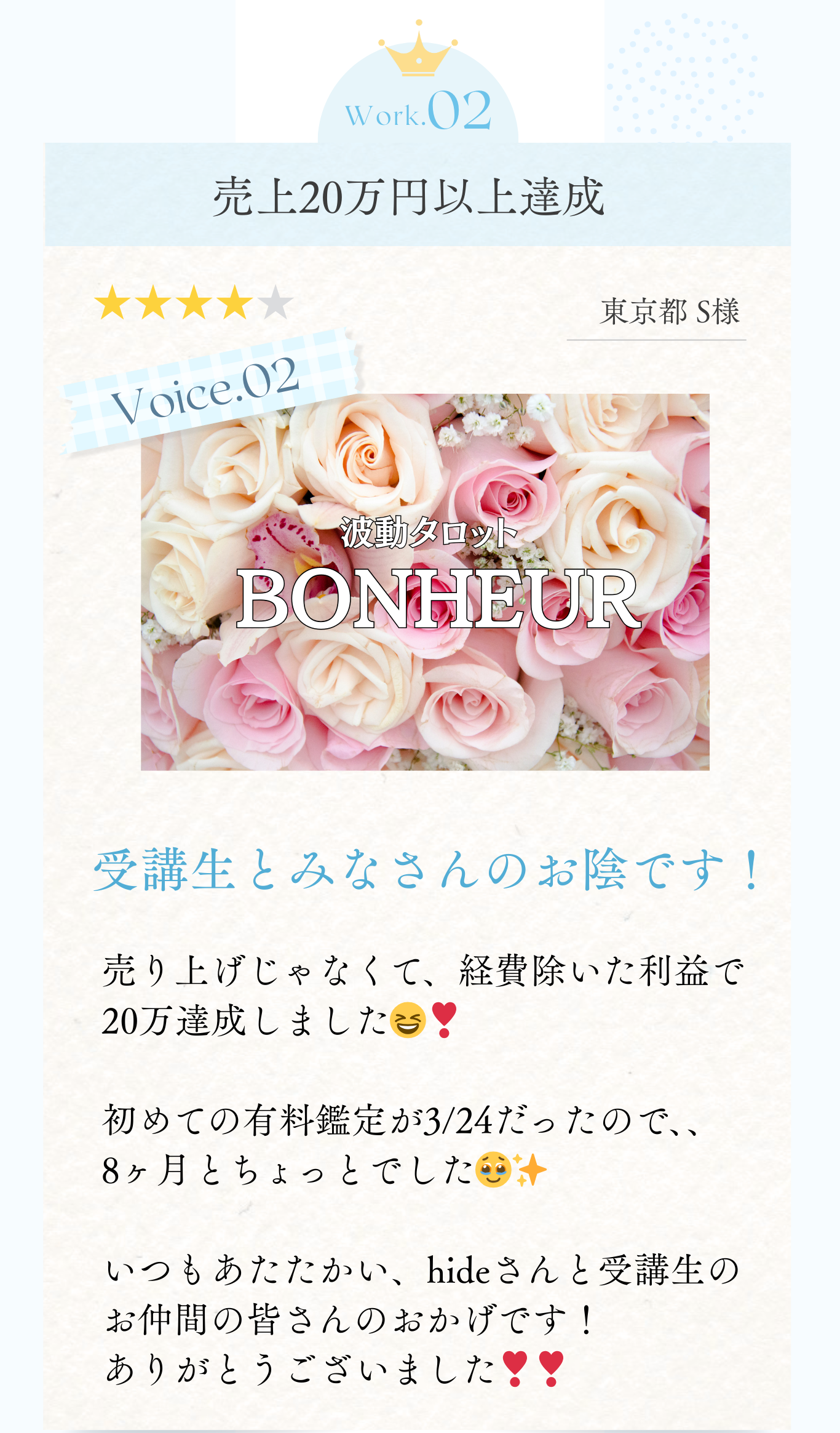 売上20万円以上達成