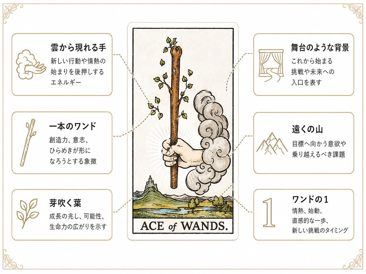 ワンド1（エース）のタロットカード解釈に使う記事内解説画像