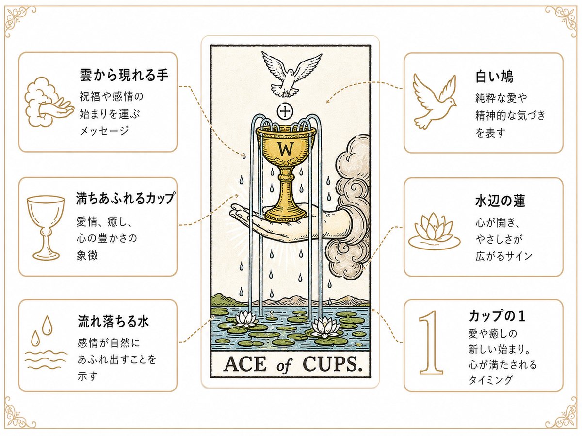 カップ1(エース)のタロットカード解釈に使う記事内解説画像