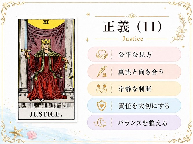 正義のタロットカード解釈に使う要点まとめ画像